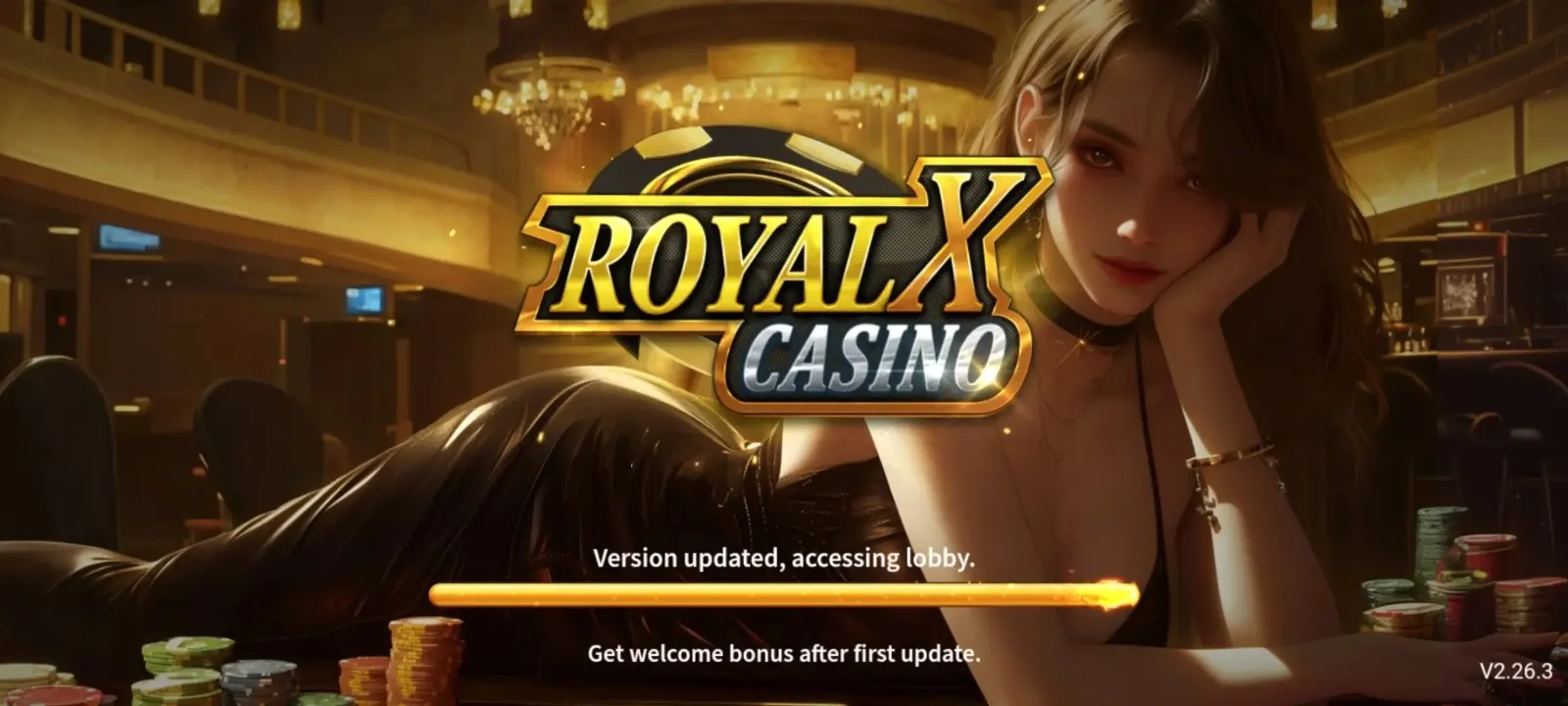 Royal X Casino app interface showing casino games