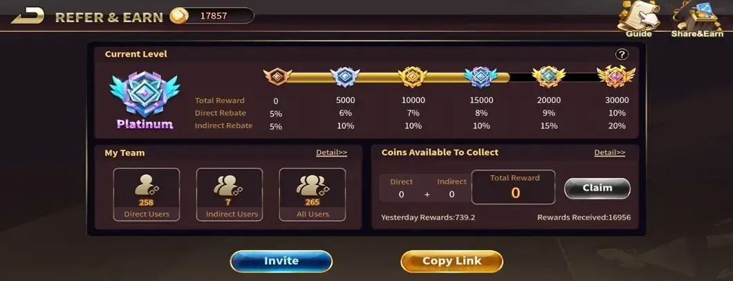 Refer and Earn progression system